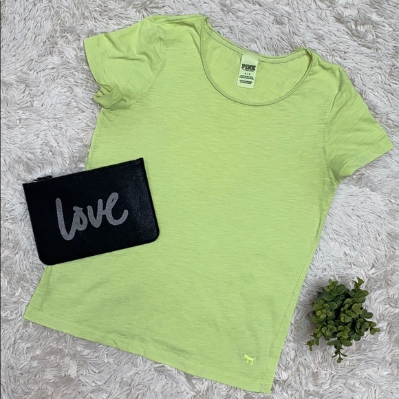 PINK Victoria’s Secret SS T-shirt 💗 Lime - Picture 1 of 11